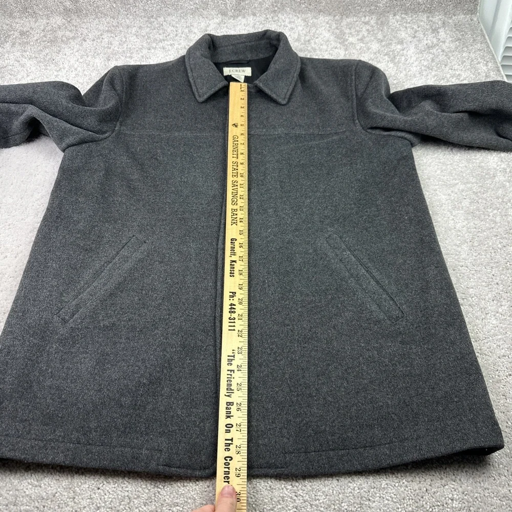 *READ* J. Crew Mens Wool Blend Topcoat Car Coat Gray Button‎ Front Warm Large